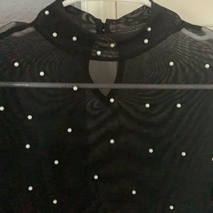 Sexy black bodysuit with pearls